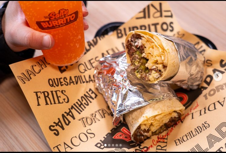 Close-up of a burrito cross-section